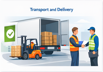 Execução e entrega de transporte Carregamento da carga, transporte e confirmação de entrega bem-sucedida