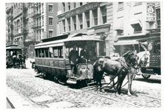 Bonde puxado por cavalos em Nova York